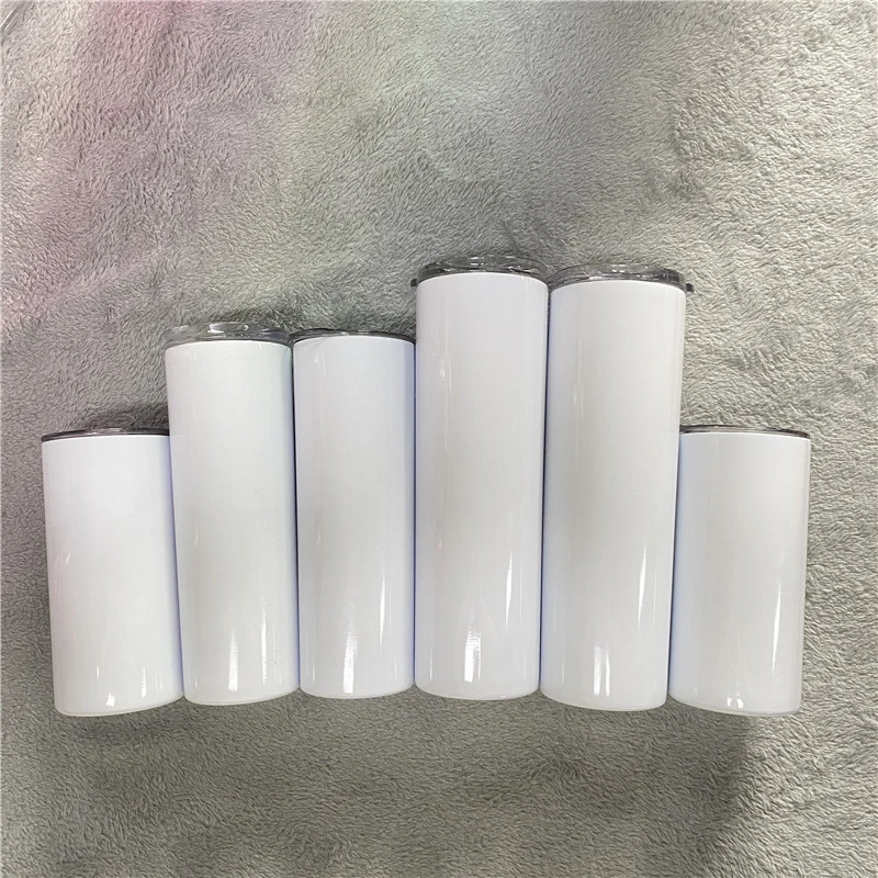 15oz 20oz 30oz Blank Sublimation White Blank DIY Total Straight Non Tapered All Straight Stainless Steel Vacuum Insulated with Metal Straws Lids Shrink Wrap