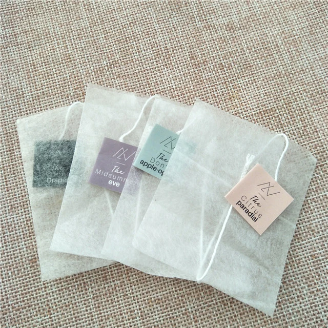 Wholesale Corn Fiber Triangle Mesh Pyramid Empty Tea bag with String and Label