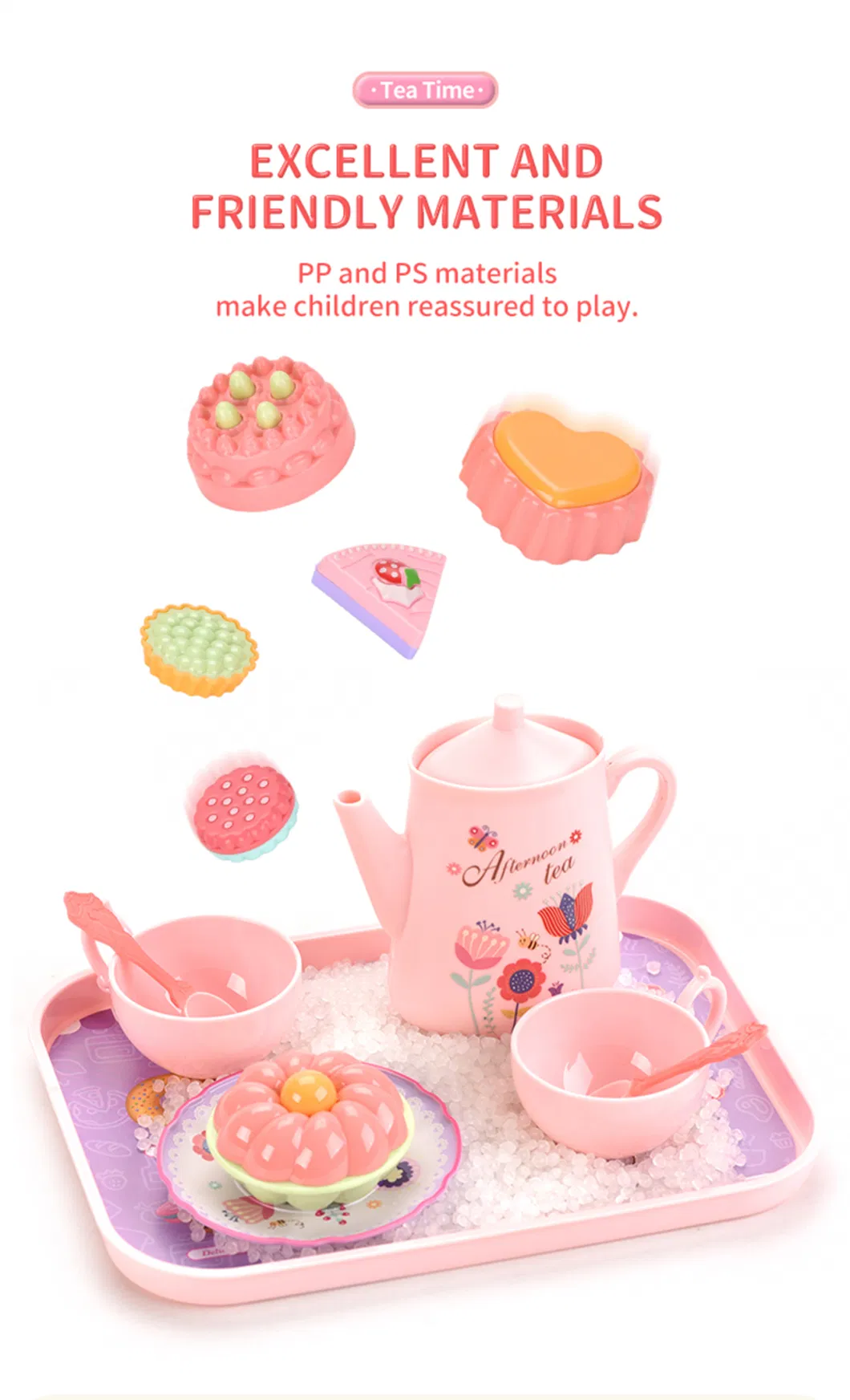 Sy Toys Girl Party Gift Box 3 Layer Dessert Stand Plastic Doughnut Cake Pretend Play Afternoon Tea Set Toy