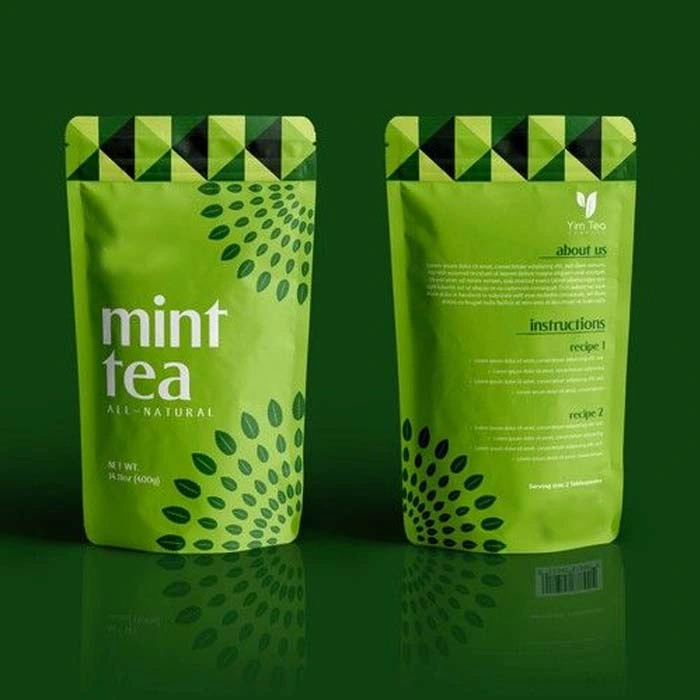 Wholesale Custom Printed Eco Friendly Stand up Pouches Flat Bottom Herbal Tea Bag Packaging Manufacturer