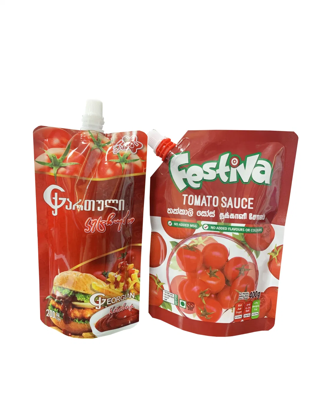 High Barrier Aluminum Foil Spout Pouch Food Bag Plastic Package for Tomato Paste Sauces