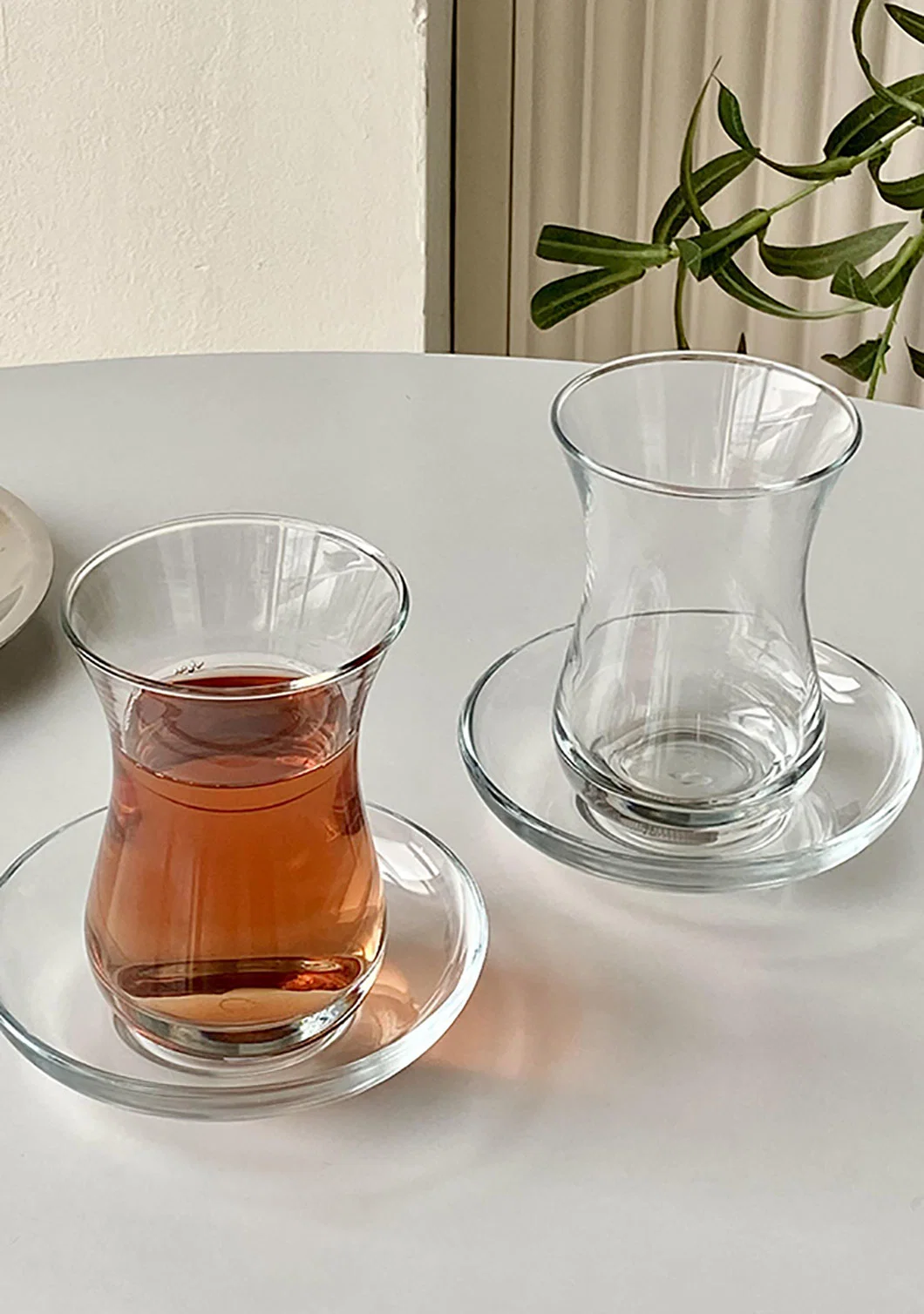 Turkish Red Tea Cup Heat-Resistant Glass with Dish European Afternoon Tea Snack Dish Coffee Extract Flower Tea Small Cup