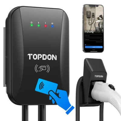 Topdon Pulseq AC Home 22kw 11kw 9.6kw 7kw Ocpp Evse J1772 Smart IP65 Waterproof 16A 32A Type2 1 Wallbox UL Electric Car Fast RFID APP Control EV Charger Station
