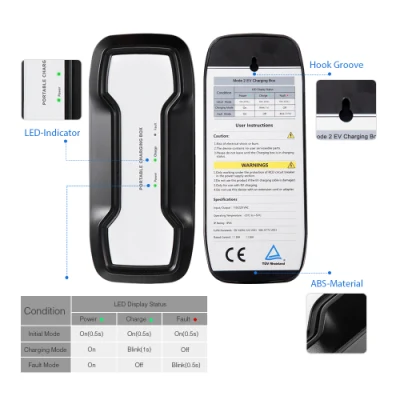 Portable EV Charger Box for Electric Vehicle with Type 1 Plug NEMA Outlet 10A