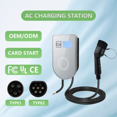 China Manufacturer 7kw Type1/2 Home EV Fast Charger Level 2 Charging Station EV Charging Pile with Display Screen