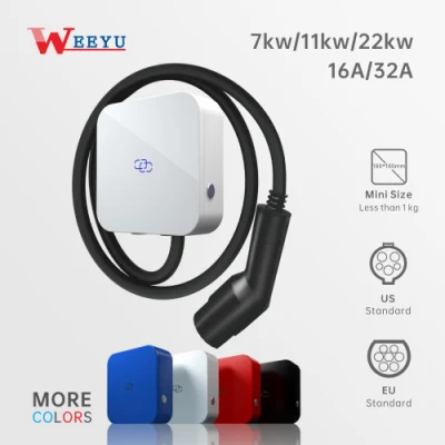 WiFi Evse Type 2 32A EV Car Charger 1 Phase 3 Phase 7kw 11kw 22kw Wallbox Fast Home Electric Vehicle Charging Station