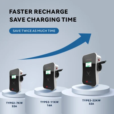 Weeyu 32A 3phase Evse Electric Vehicle Wallbox EV Home Charger IEC62196-2 Wallbox EV Charger Level 2 with Type 2 Socket