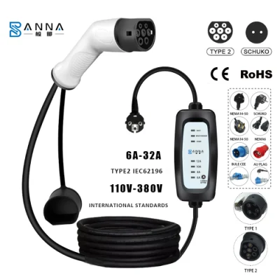 Saej1772 Type 1 32A Portable Evse with Controller Box EV Charger Level 2 Electric Car Charger