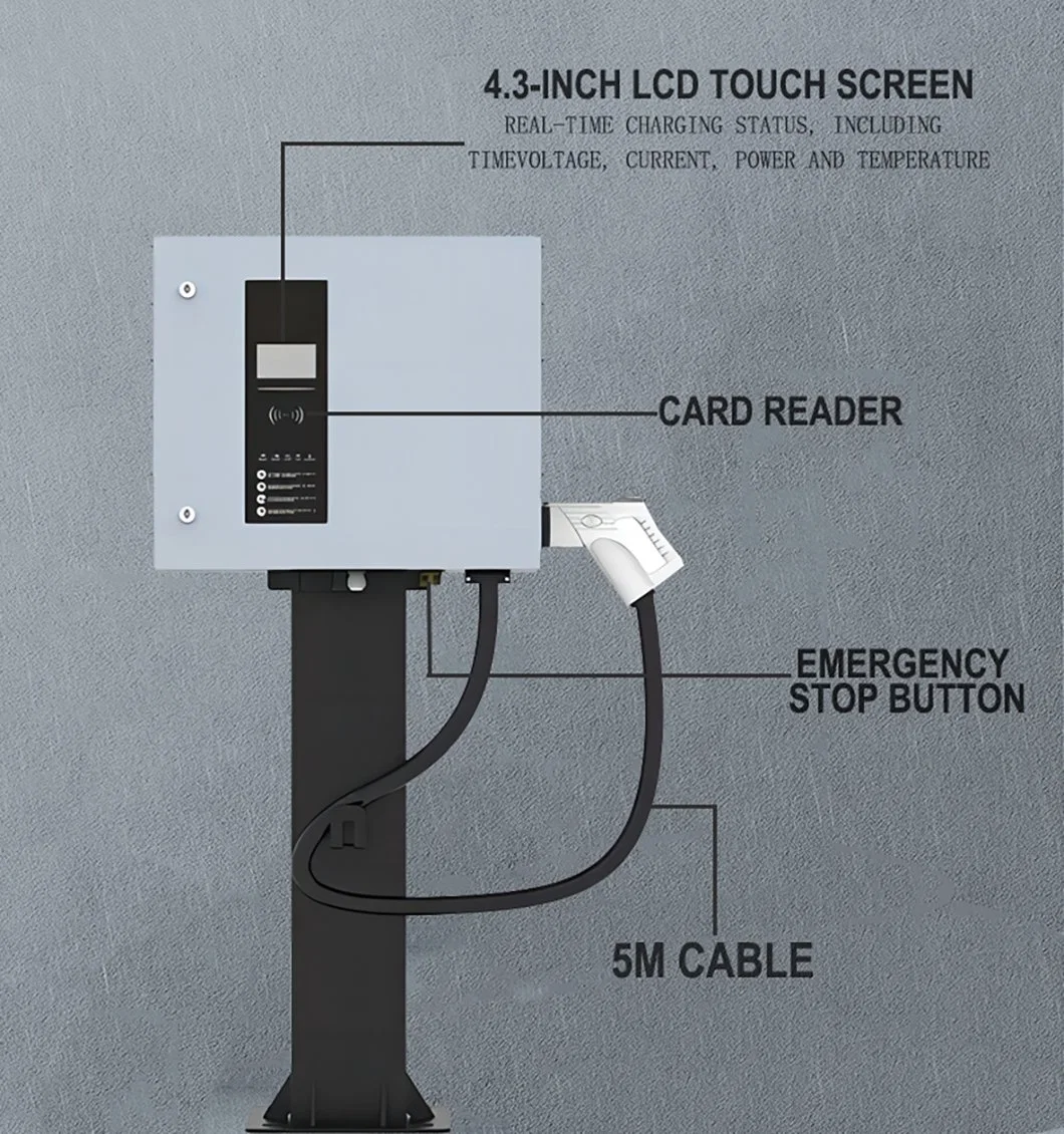 CE Approved Public Charging ISO15118 Support DC EV Fast Charging Power and Temperature Display Wall Box