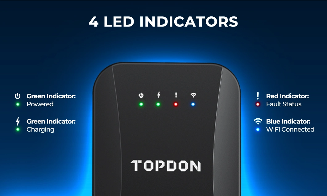 Topdon Pulseq AC Home IP65 Waterproof 16A 32A 240V Ocpp Type 2 1 Level 2 1 Smart 22kw 11kw 16kw 9.6kw 7kw UL Wall Mounted Fast Electric Car EV Charger Station