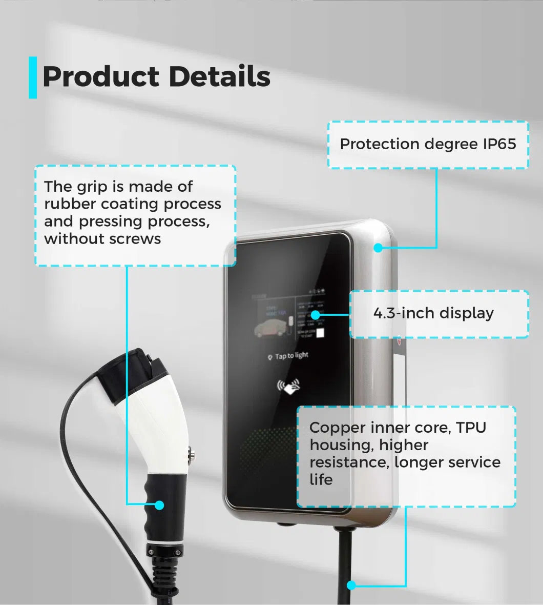 Vechnel WiFi Ocpp1.6j RS-485 CE RoHS Reach Listed Fast Charging7kw 11kw 22kw Wall Box IEC Standard Electric Car Charger Type 2 EV Charging Station