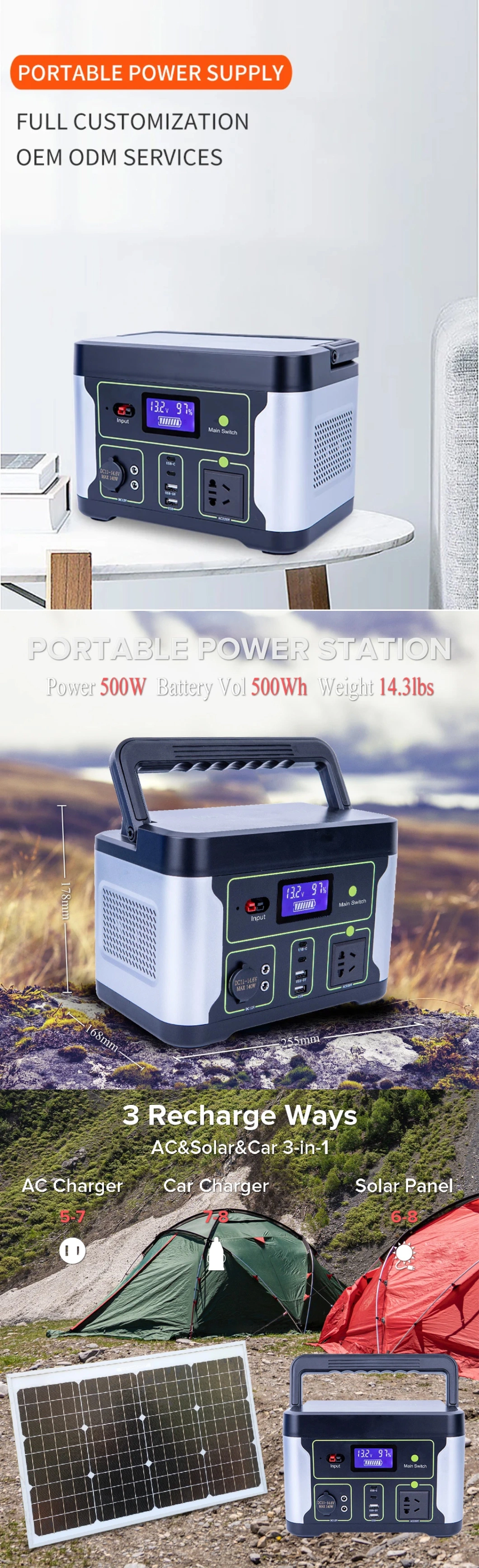 Flashlight 2496Wh 2400W/2496Wh China portable ev charging station battery container price solar generator