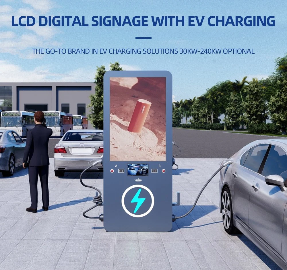 Yeroo 120 Kw Commercial DC EV Charging Station with Weatherproof LCD Advertising Display Digital Signage