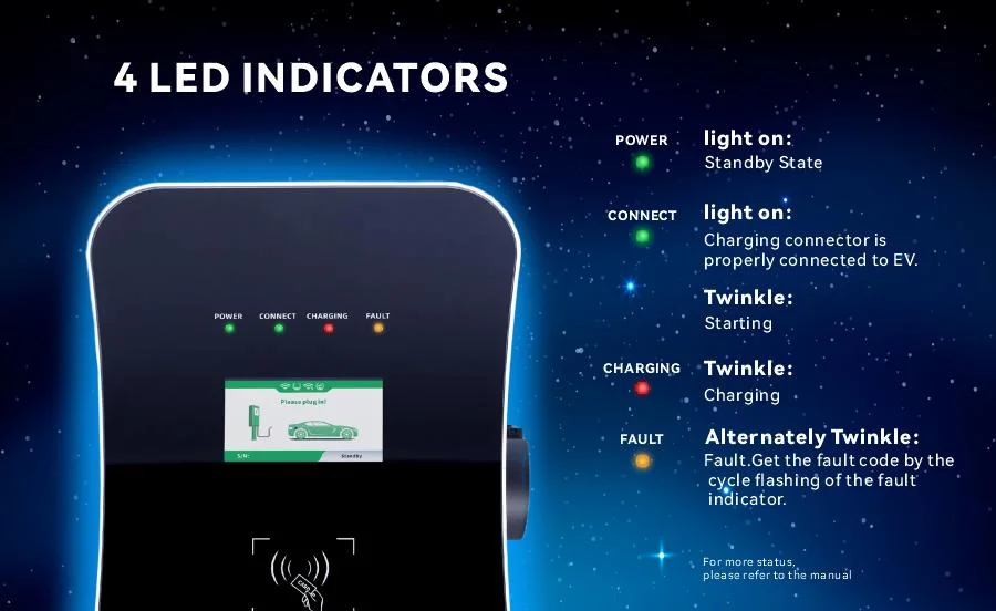 APP Control 4.3inch Screen Display AC Fast EV Charger Station Manufacture Wallbox Company 22kw 3 Phase China Factory 32A EV Charger Charging Solution