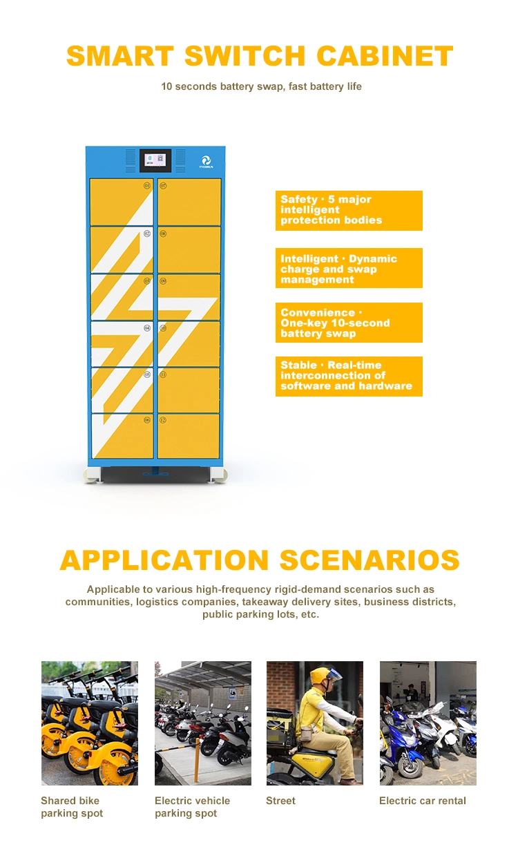 Tycorun Public Charging Cabinet Battery Swap Module EV Scooter Motorcycle Ebike Solar Battery Swapping Charging Station