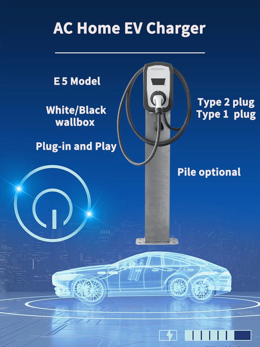 Wall Box Type 2 16A 7.4kw Single Phase European Standard EV Charging Infrastructure EV Charger for Smart Charge