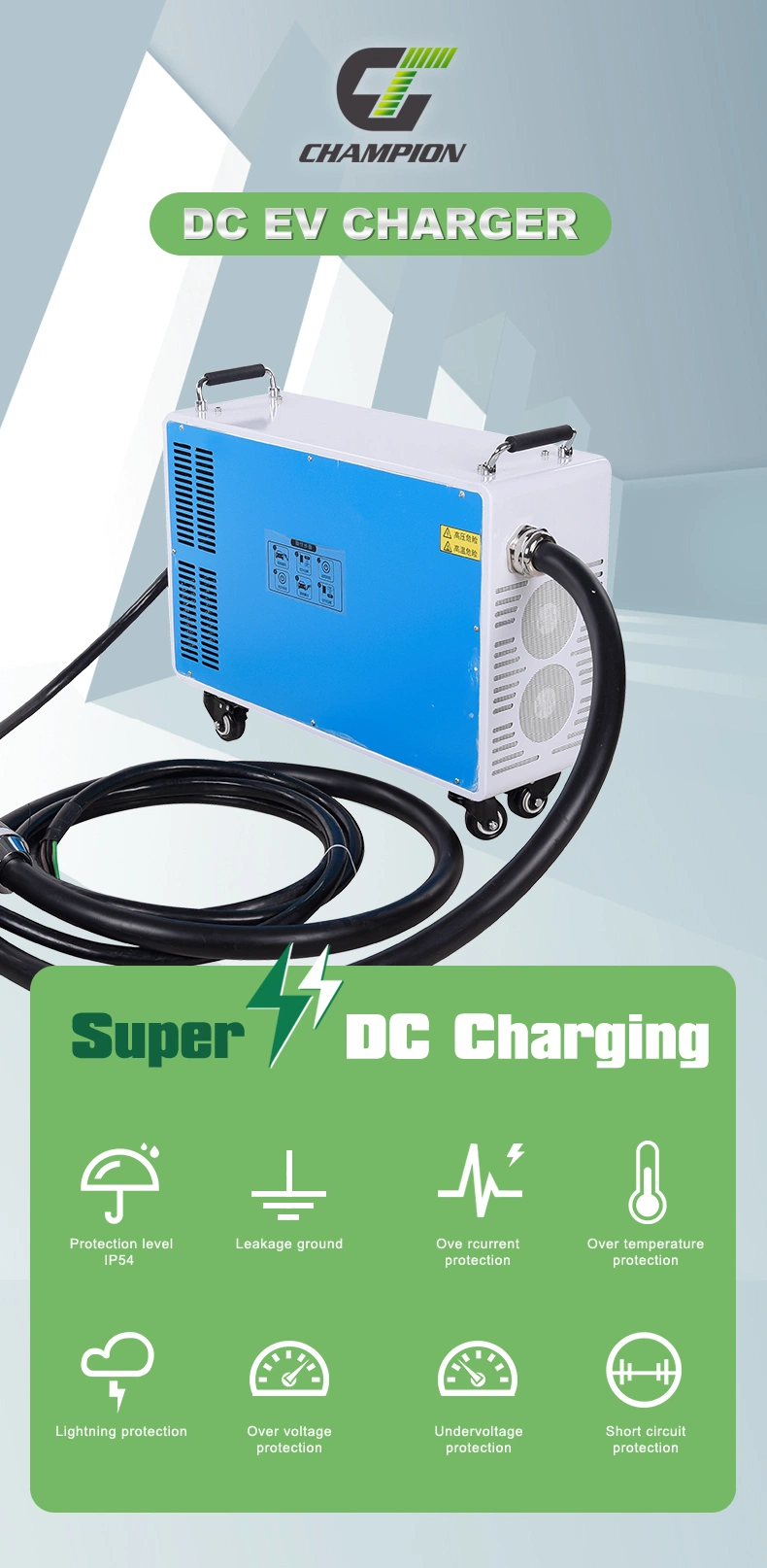 Factory Supplier Fast EV Charger IP43 Household Charger CCS2 Chademo Charging Station 20A-120A Electric Car Charger