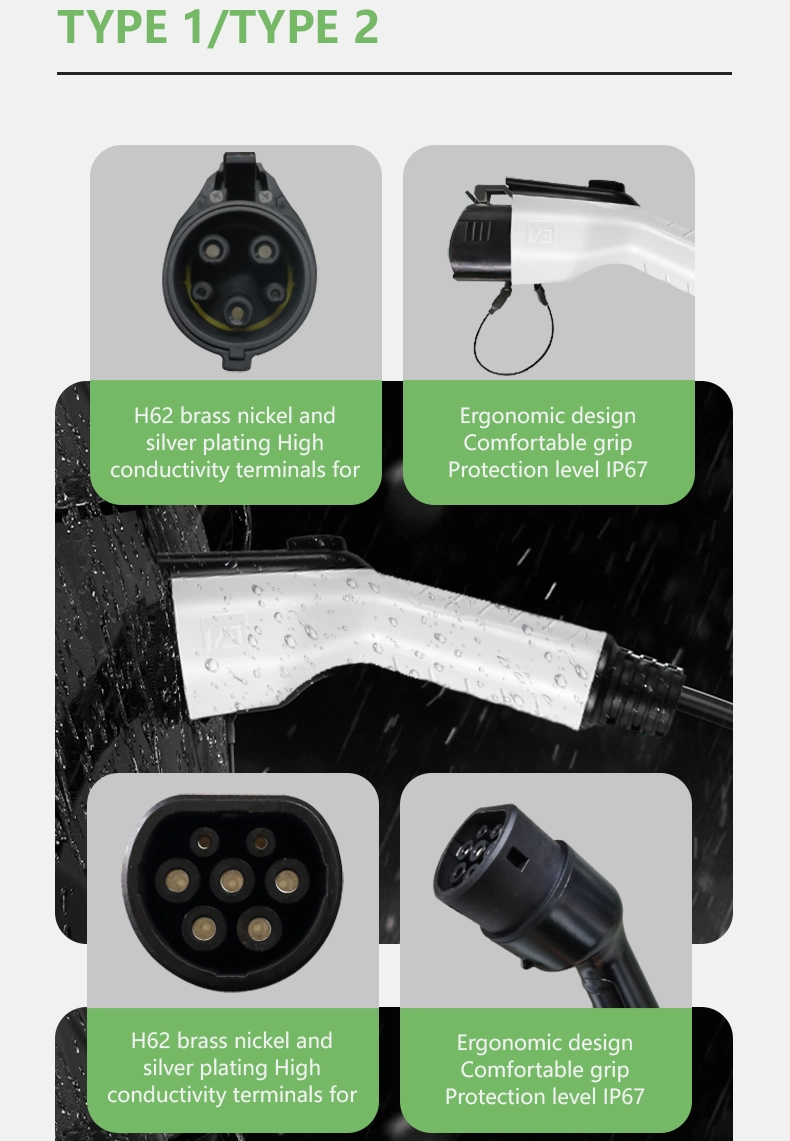 China Manufacturer 7kw Type1/2 Home EV Fast Charger Level 2 Charging Station EV Charging Pile with Display Screen