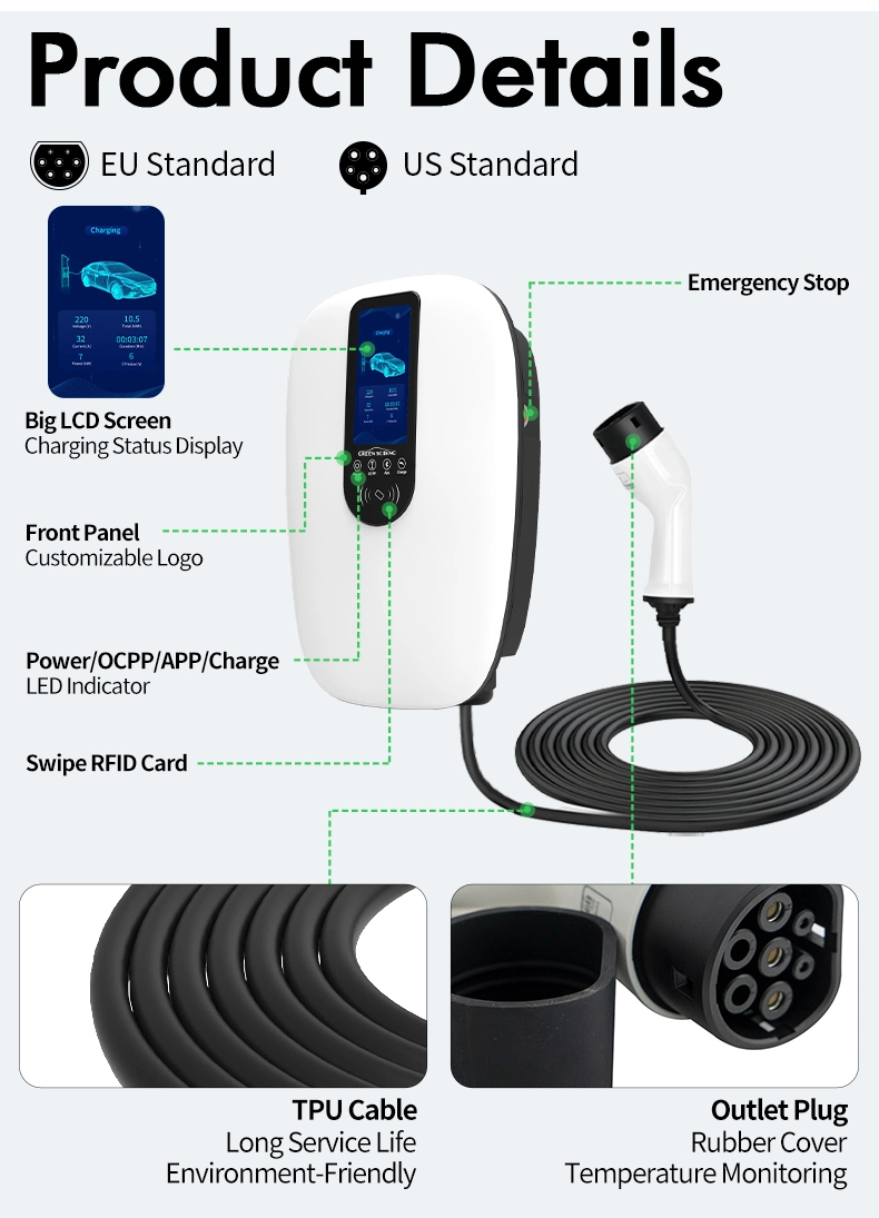 Plug &amp; Play, RFID, APP / Ocpp 1.6j Wallbox EV Charging Stations