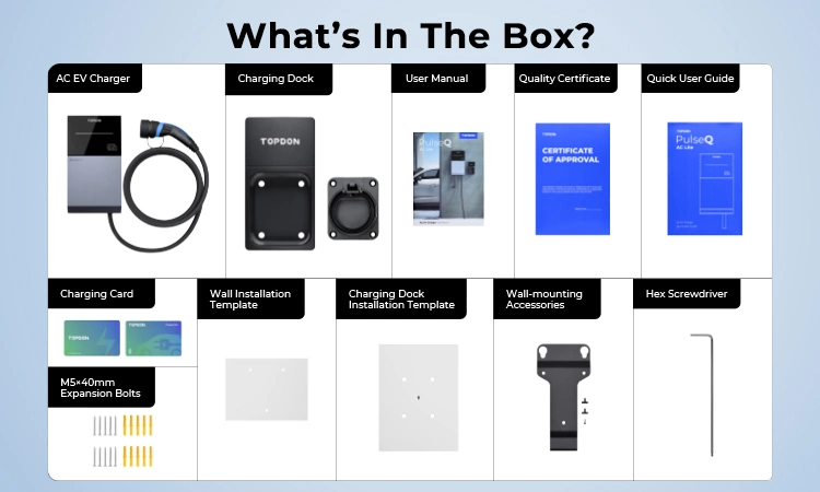 Topdon Factory Price China Pulseq AC Lite 22kw 11kw 7kw 16A 32A Ocpp Type2 1 3phase Level 2 Smart Wallbox Quick Fast Charging Electric Car AC EV Charger Station