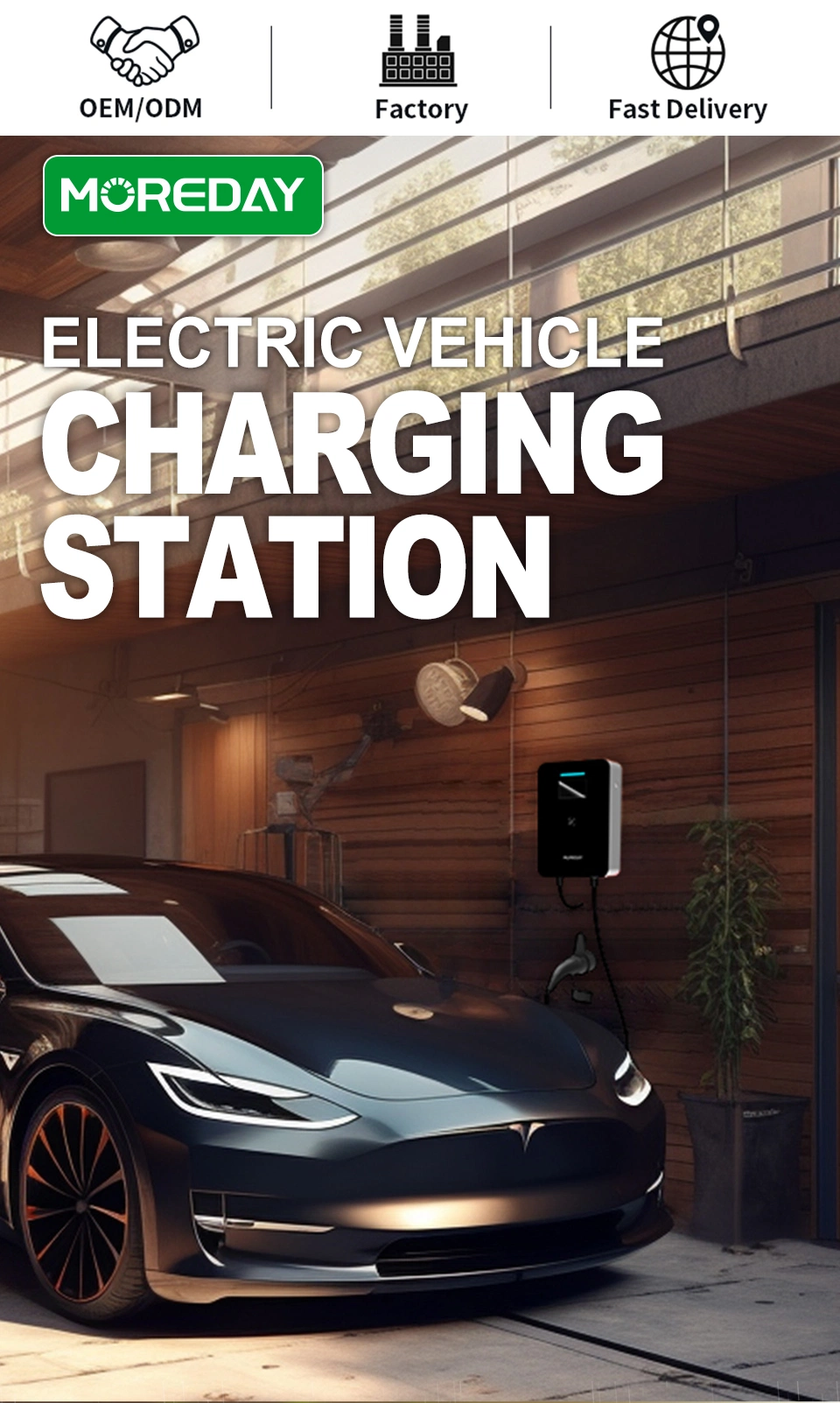 WiFi APP 32A Control EV Charging Station Portable Electric Vehicle Car Charger Evse Wallbox Wallmount 7kw Type2 Cable