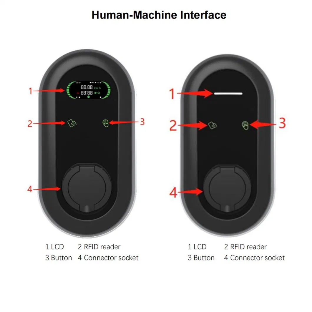 7kw 11kw Type 2 Home AC EV Charging Station OEM Available RFID LCD Screen Electric Car Evse