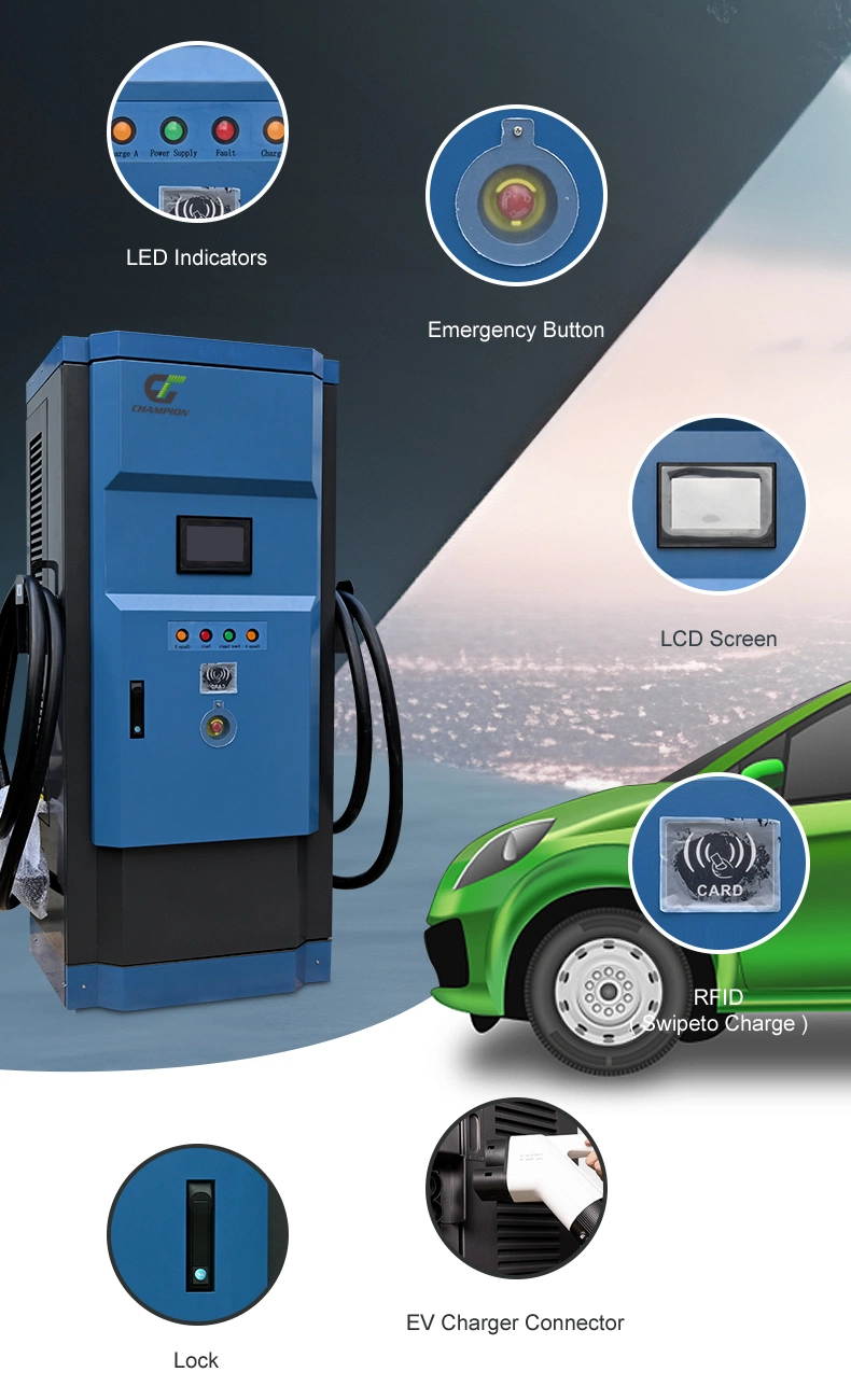Champion DC Fast Charging Station for Electric Cars Commercial Floor Mounted Chinese Standard Gbt 120kw 150kw EV Charger