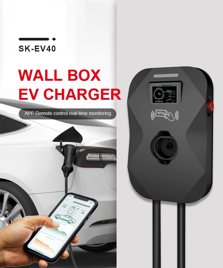 22kw 32A Type2 Mode3 Wall Box EV Charger with TUV Certified