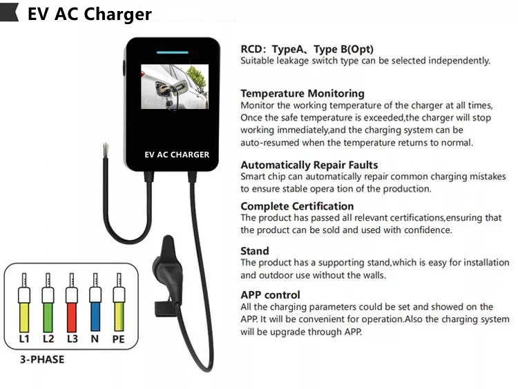 Type2 AC Wall-Mounted EV Charger 7kw Home Car Charging Station