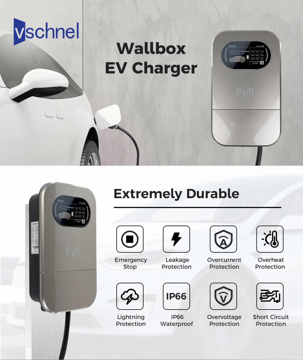 Type 2 7kw Chinese Electric Vehicle Charging Station EV Charger