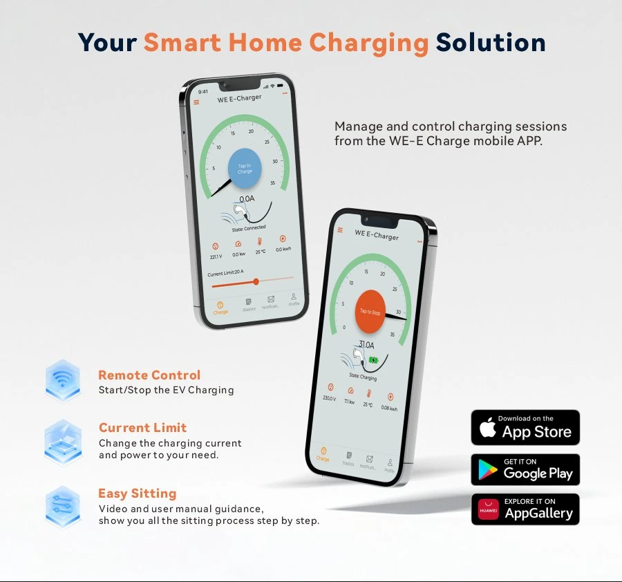 Cms Software and Mobile Application for EV Charger Ccid20 UL Listed Wallbox 10kw Car Charger Made in China Floor Mounted EV Charger