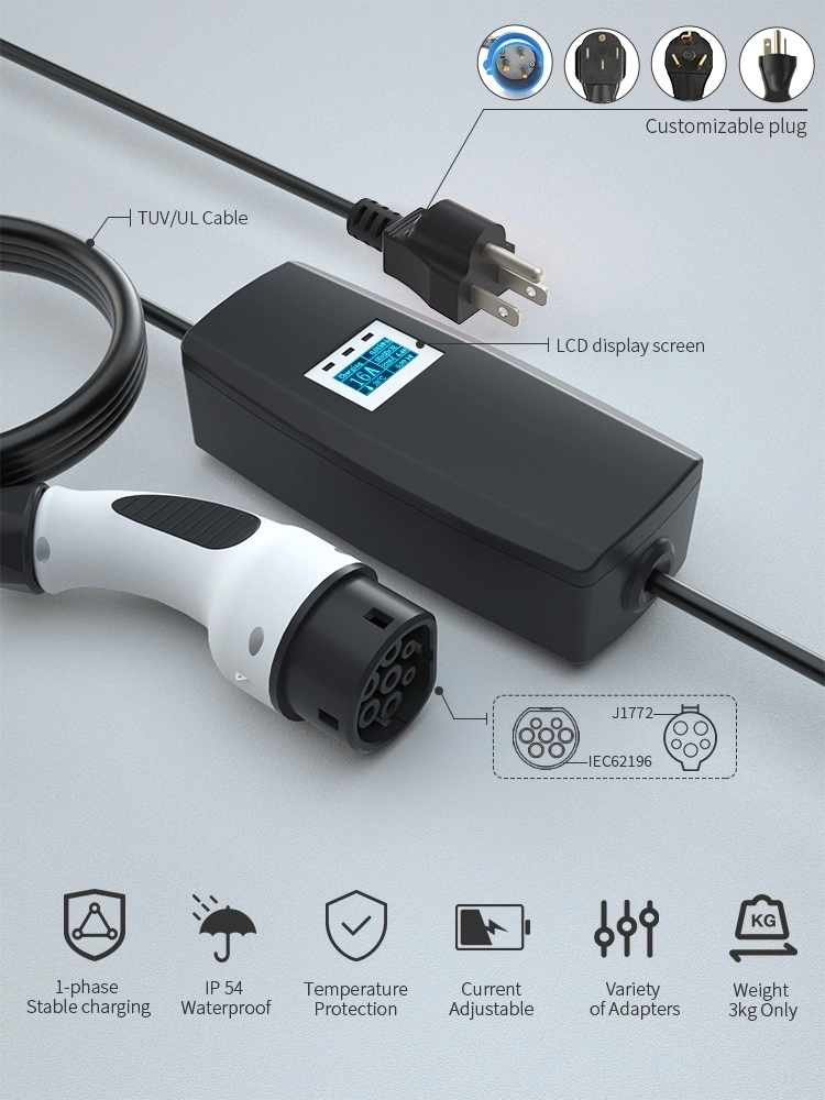 China OEM Type 2 Type 1 1phase 32A 16A EV Charger 3kw 7kw Electric Car Charger AC Mobile Charger