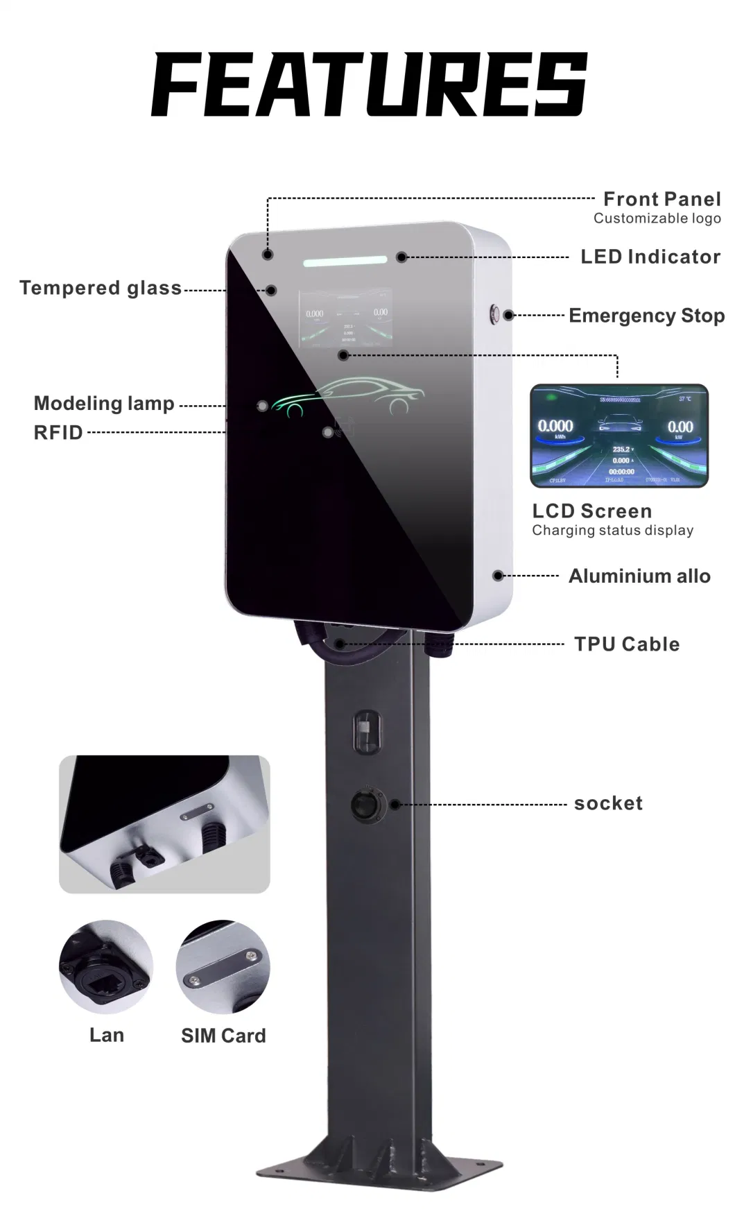 Ee S&T Fast AC 11kw 22kw Floor Type EV Charger Manufacturer with Ocpp Compliant Business Series Vertical Electric Car Charging Pile