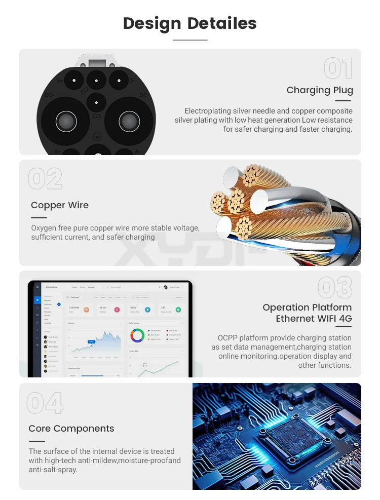 Xydf Best Selling Gbt, CCS1, CCS2, Chademo DC EV Charger 60kw 80kw Ground-Mounted Fast EV Charging Station