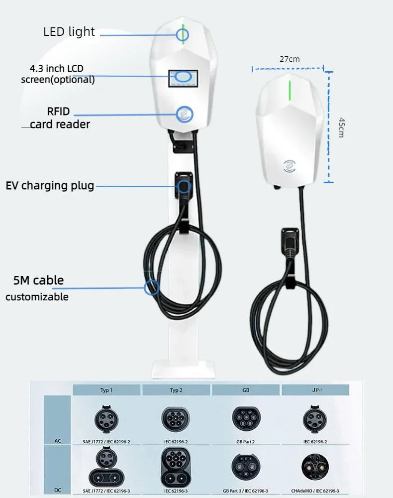 AC EV Charger 240V 48A 40A 32A EV Wallbox 7kw 9.6kw 11kw Floor Mounted Charging Stations with UL2231