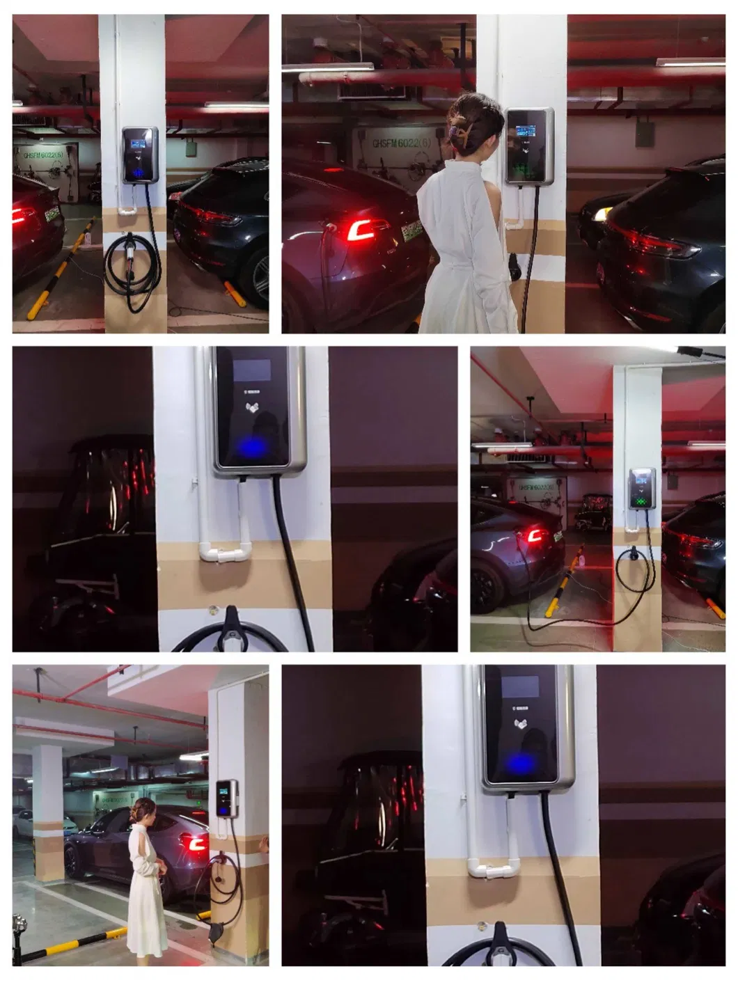 220V 11kw 8 to 48A Fast Charging Wall Box Mode 3 Portable Electric Car Charging Station EV Charger with LCD Screen