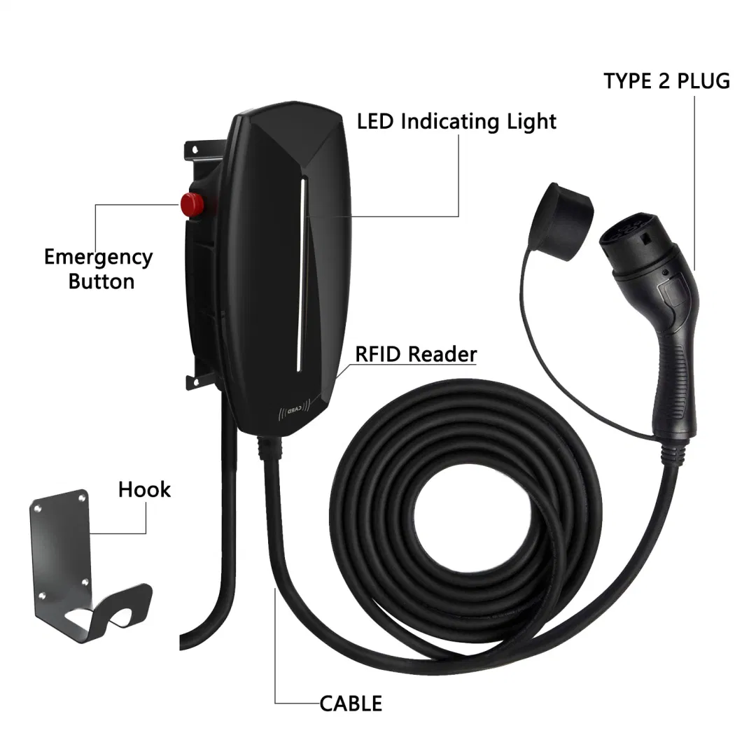 Type2 Home Wall-Mounted EV Fast Charger EV Fast Charger Type2 Wallbox EV Charging Station