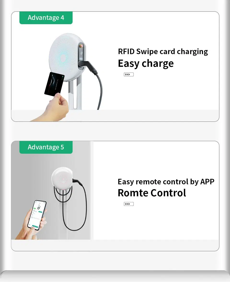 Manufacturer Single Phase Wallbox Type 2 32A EV Charging Station RFID Smart APP Control Electric Car Charger