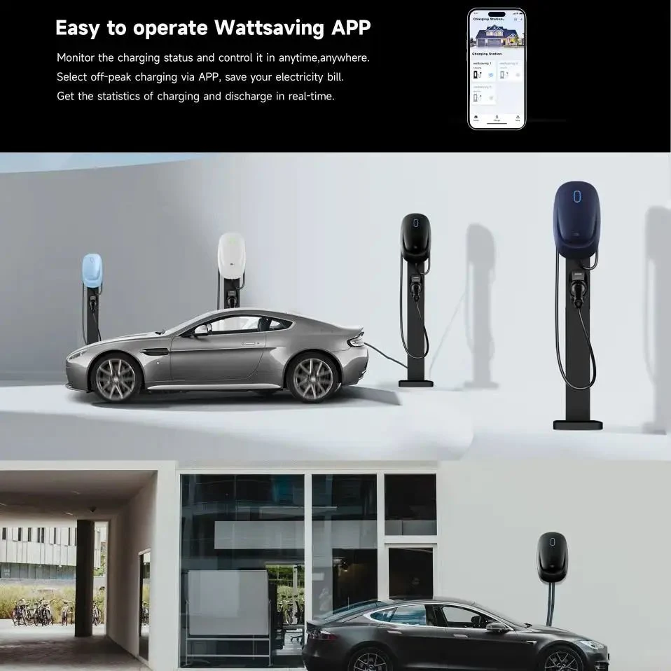 Wall-Mounted 7kw 11kw 22kw AC EV Charger Stations Electrical Vehicle