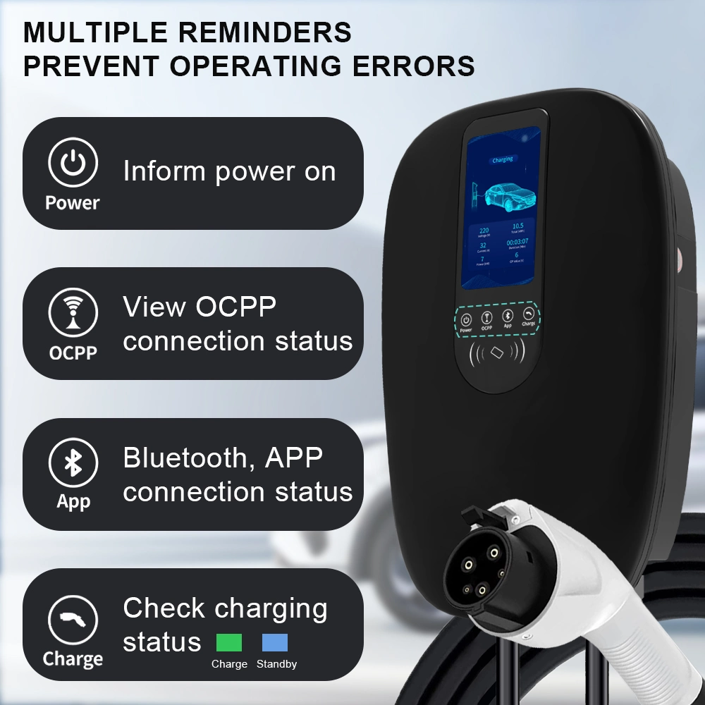 Gbt Chinese EV Charger 32A 7kw with RFID Card and APP