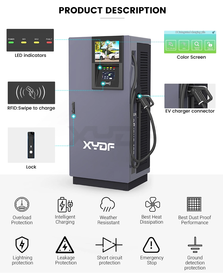 Xydf Best Selling Gbt, CCS1, CCS2, Chademo DC EV Charger 60kw 80kw Ground-Mounted Fast EV Charging Station