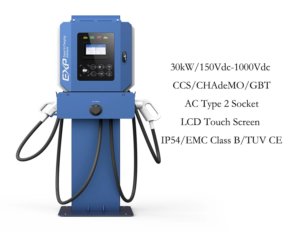 Evse Wholesale IP54 30kw 100A Column Stand EV Charger CCS2 Gbt