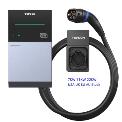 Topdon Fabricante China Pulseq AC Lite 22kw 11kW 7kw 16A 32A OCPP simple 3 fase Level2 pared de carga rápida inteligente Cargador inteligente de Type2 EV para coche eléctrico