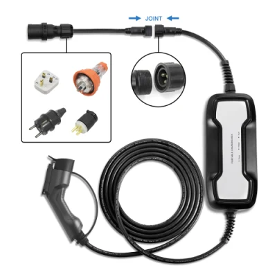 16A EV cargador portátil de verificación de carga del vehículo eléctrico con enchufe tipo 1 estándar de salida de la CEE.