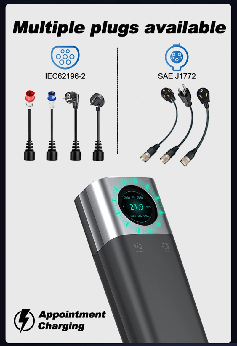 16A 32A Mode Level 2 EV AC Charger 11kw 22 Kw Evse Portable EV Charger Electric Vehicle Car Charger Type 2 IEC62196 Type 1 J1772