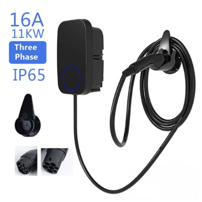 240V Weeyu 7kw 11kw 22kw 3 Phase Type 2 Electric Vehicle Cable Charging Station Wallbox 16A 32A Adjustable EV Charger