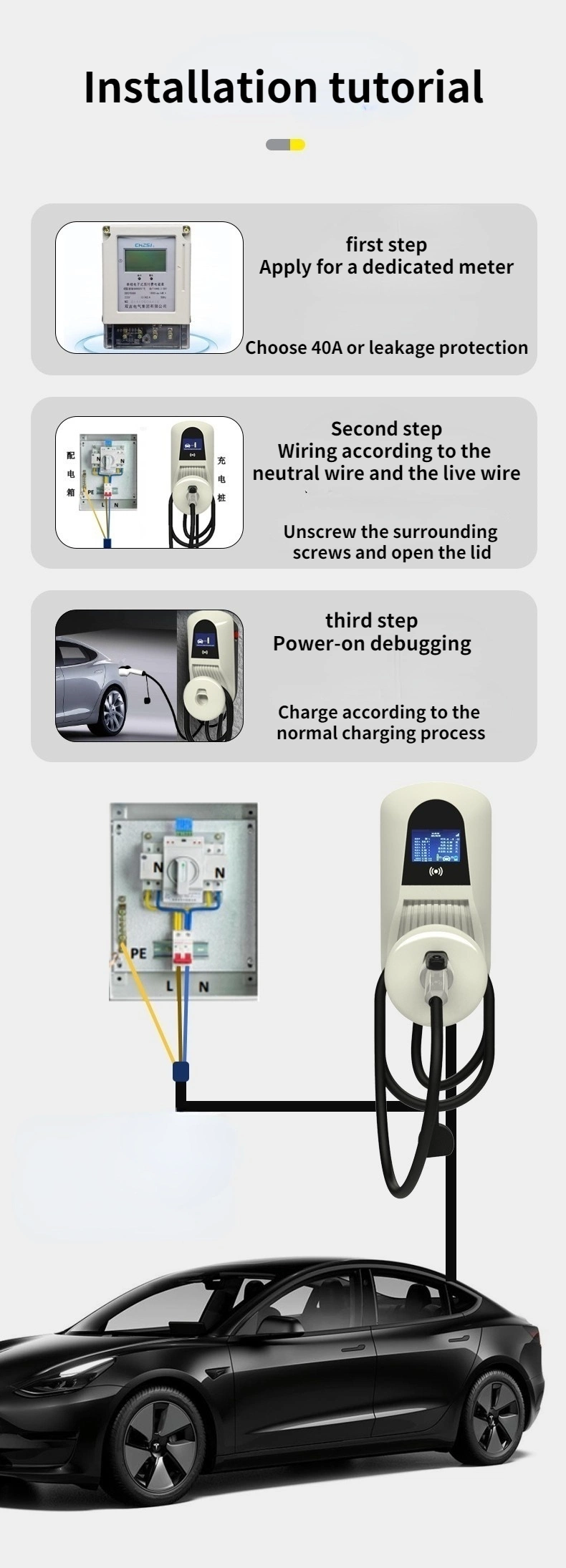 11kw APP Control Commercial Wall Mounted Electric Vehicle Charging Box