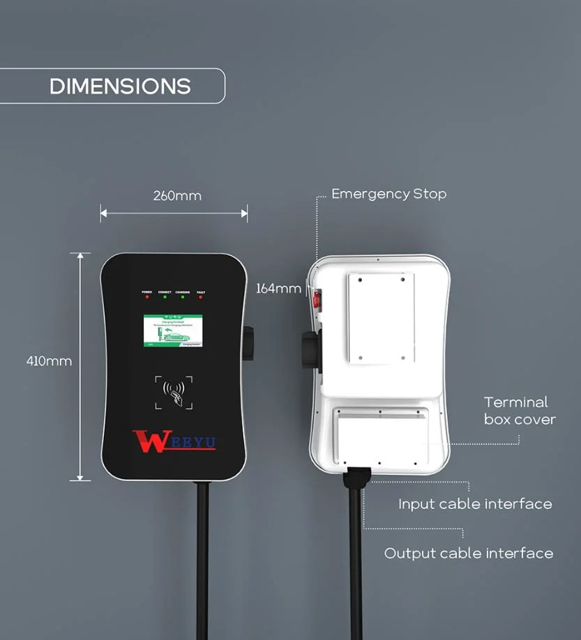 Weeyu AC EV Charger 3 Phase 1 Phase 7kw 11kw 22kw Wallbox Fast Electric Car Wallbox Charging Stations with APP