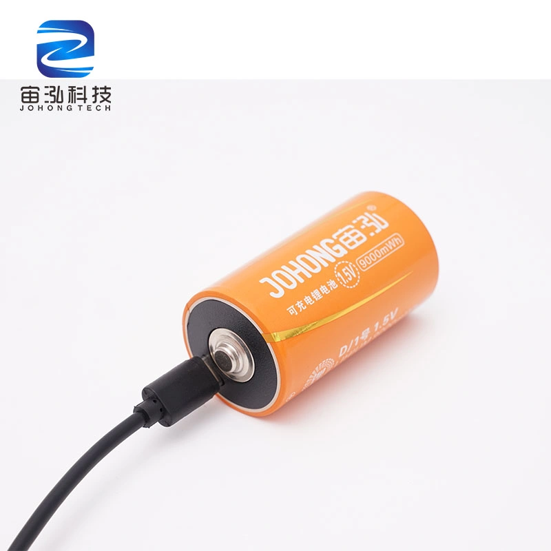 1.5V Rechargeable Cell with Type C Charging Cable D 9000mwh Lithium Batteries