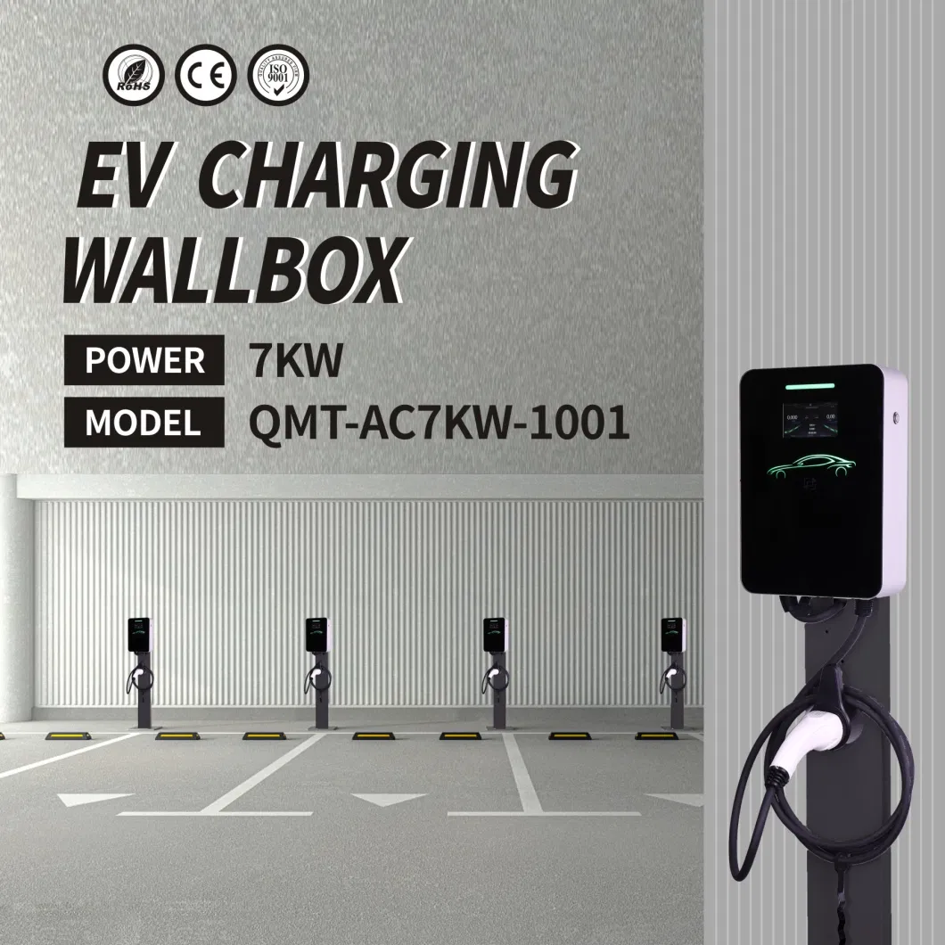 Factory OEM 32A/ 7kw 1 Phase Mode 3 Floor Type AC EV Charger Electric Car Charger Station Wallbox with 4.3&quot; Screen